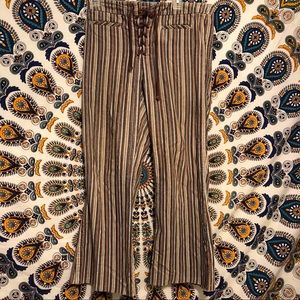 Brown Striped bell bottoms corduroy flare jeans
